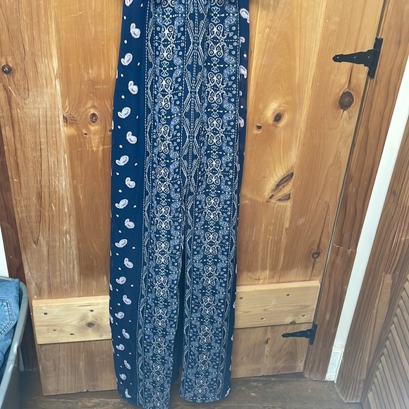 Princess Vera, Wang bandannas print, spaghetti, strap, maxi dress, navy and pink - Picture 3 of 7